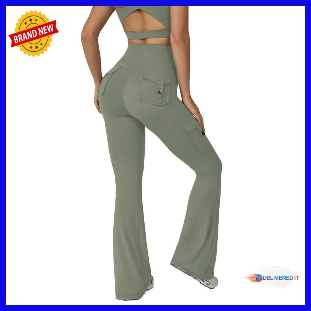 High Waist Flare Yoga Pants with Pockets, 4-Way Stretch Fabric